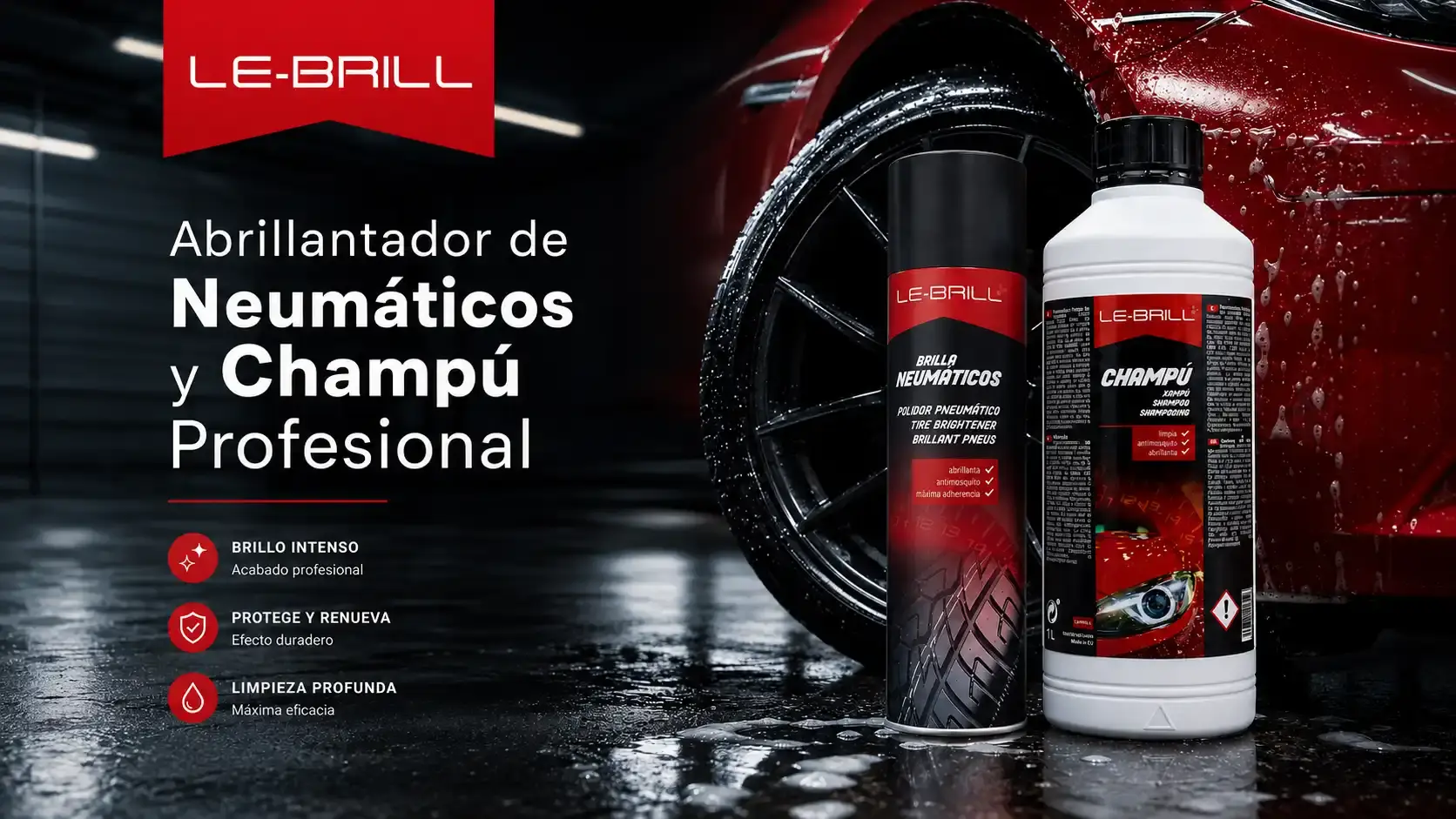 Abrillantador de Neumáticos y Champú Profesional