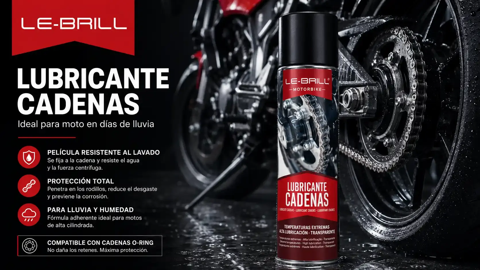 Lubricante de Cadenas Ideal para Moto en Días de Lluvia